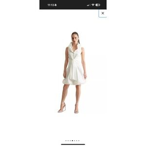 Ivy + Blu White Ruffle Collar Sleeveless Dress Size 8 Party Cocktail